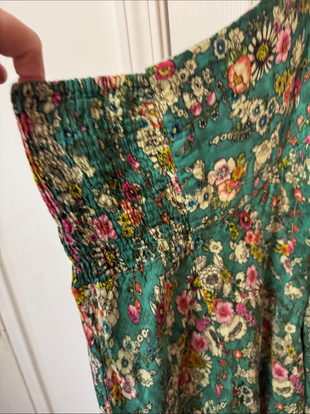 Natural Life Women's Green Floral Handkerchief Hem Skirt 100% Cotton - Picture 7 of 11